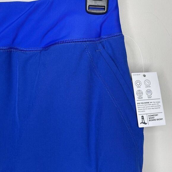 LANDS END Swim Board Skort Womens 2 Electric Blue Skirt NEW Comfort Waist Pocket - Picture 2 of 9